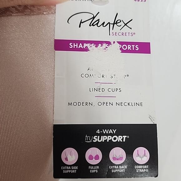 Playtex Secrets 40G Bra, Shapes & Supports, Lined Cups, Open Neckline, NWT - Picture 2 of 5